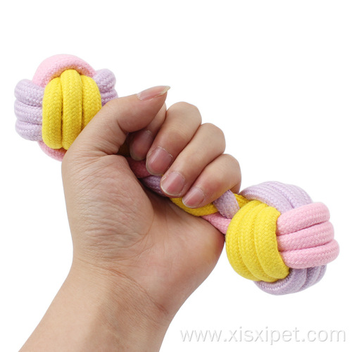 Candy Color Cotton Rope Barbells Chewing Dog Toy